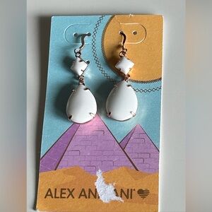 Alex & Ani White Double Drop Earrings Enlightenment Awaits